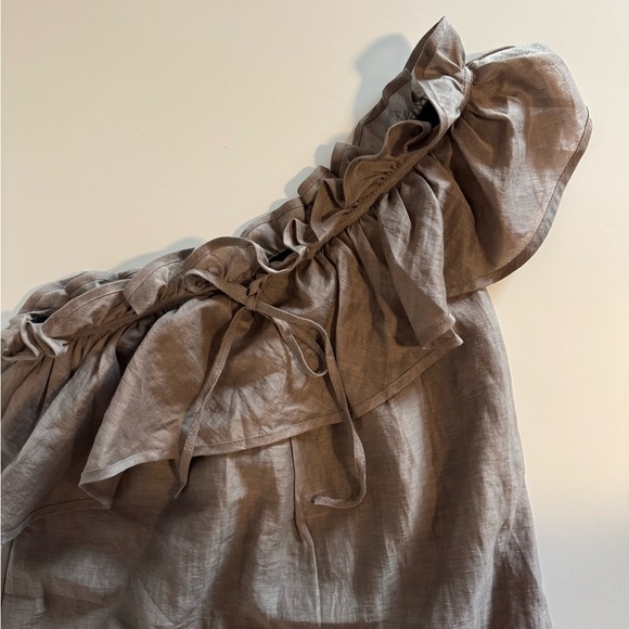 Zara Basic Elegant Ruffled One Shoulder Dress with Lining Size Large - Picture 2 of 7